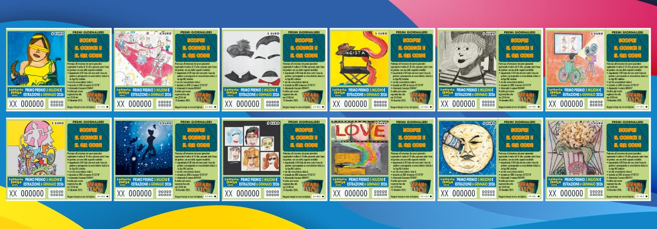 I disegni sui biglietti Lotteria Italia 2025: le 12 grafiche I disegni sui biglietti Lotteria Italia 2025: le 12 grafiche