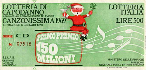 biglietto Lotteria di Capodanno – Canzonissima 1969