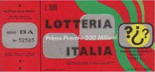 biglietto Lotteria Italia del 1976 - Giallo Quiz televisivo «CHI?»