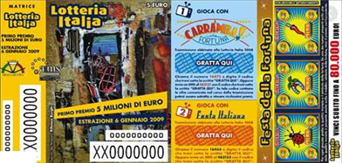 biglietto Lotteria Italia del 2008 - «Carramba! Che Fortuna»